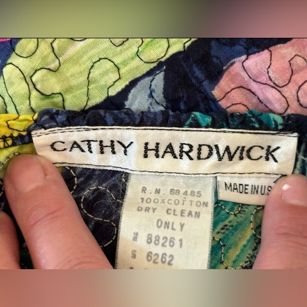 Vintage Cathy Hardwick Colorful Tripical 80s Novelty Print Sleeveless size 6 - Picture 5 of 11